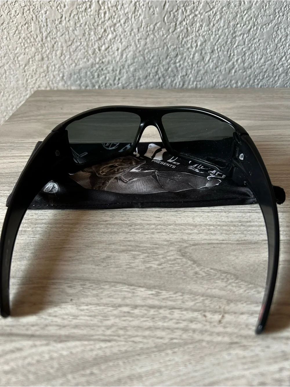 Oakley Matte Black Sport Wrap Sunglasses with Dark Lenses